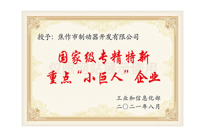 国家级专精特新重点“小巨人”企业