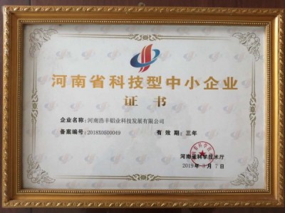 河南省科技型中小企業證書