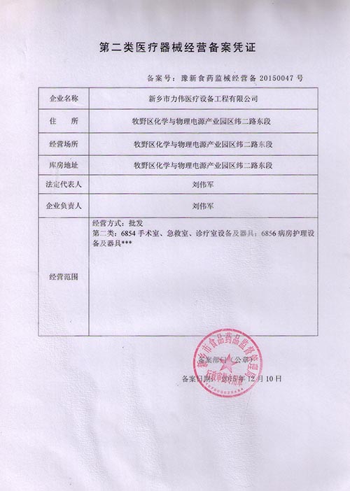醫療器械經營許可證