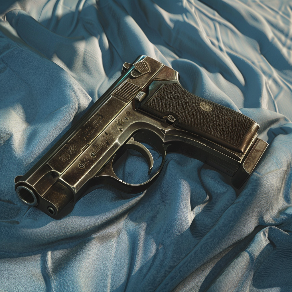 zeka_l_an_M18_pistol_on_a_blue_bed_super_realistic_--style_ra_37933213-d5e8-4c45-bb7f-5e5d4d27e9dc_3