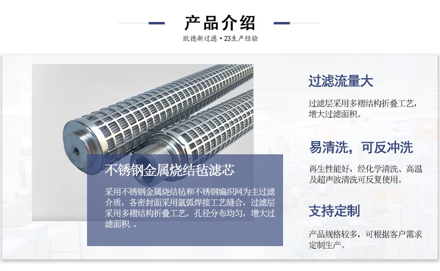 不銹鋼折疊燒結(jié)氈濾芯