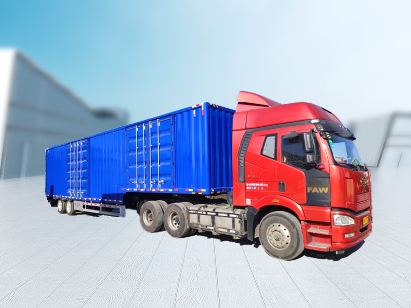 Double-shaft van transport semi-trailer